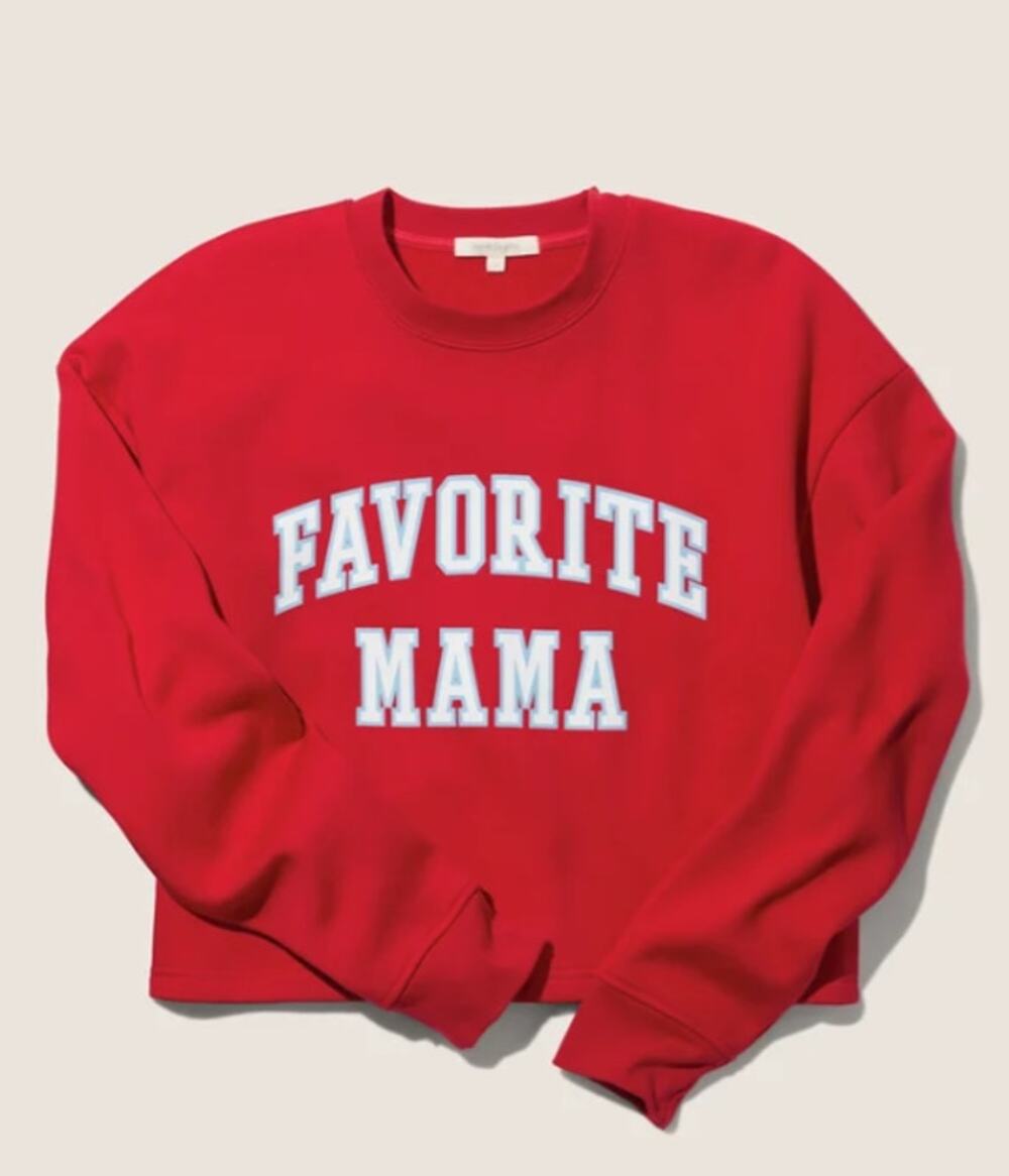 Favorite Daughter Cropped Favorite Mama Sweatshirt Cherry White Women's L